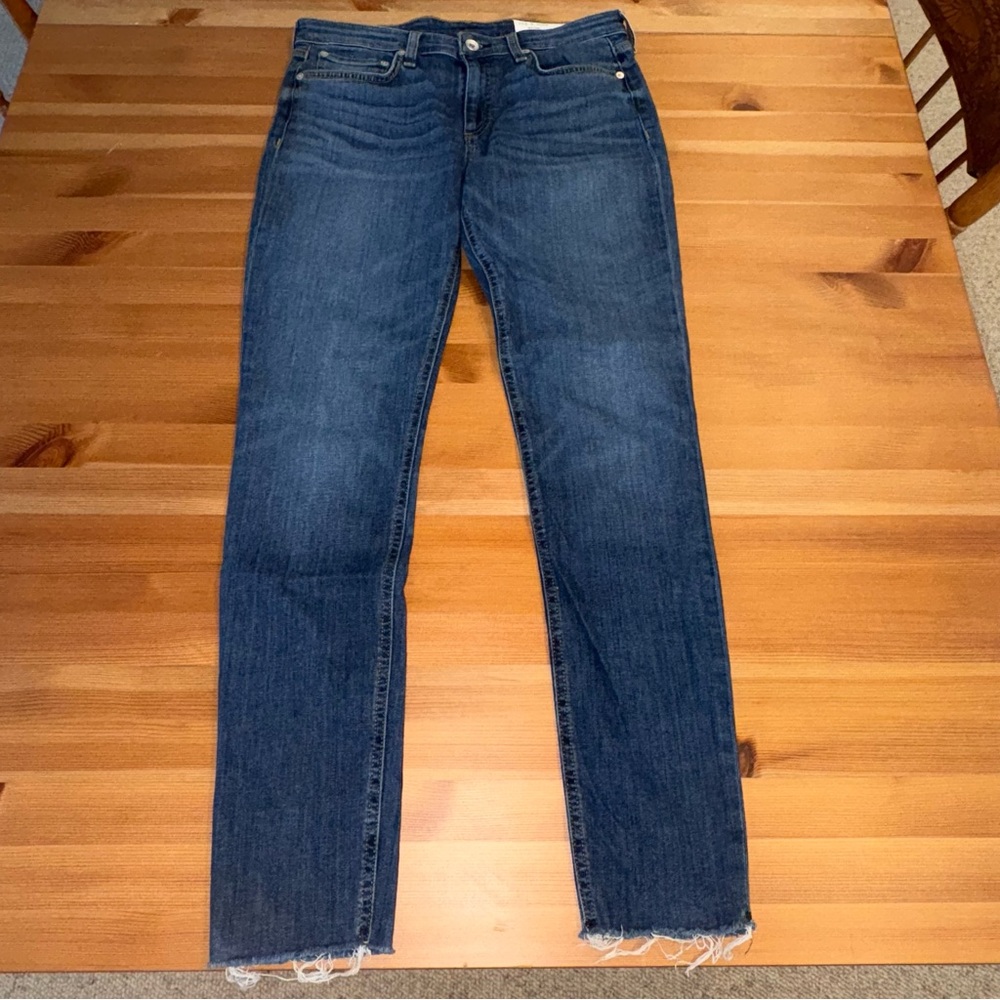 Rag & Bone Cate Mid-Rise Skinny Jeans Size 28 Medium Wash Blue Jeans Raw Hem